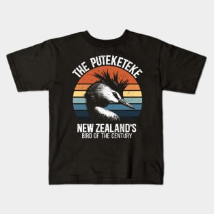 Puteketeke New Zealand's Bird Retro wildlife Kids T-Shirt